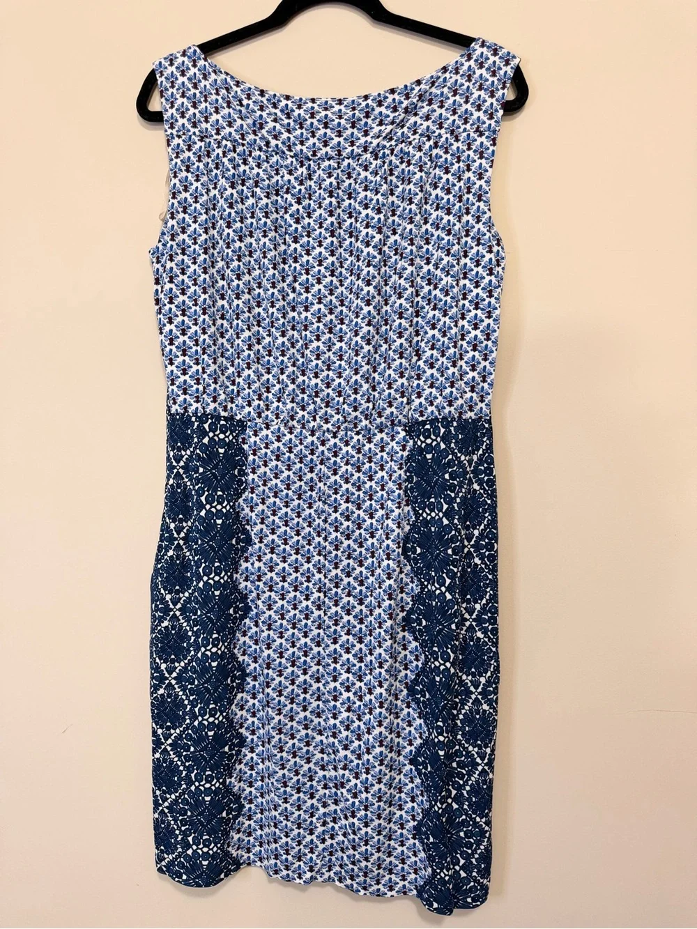 Tory Burch Porter Dress - Navy and White Printed Sheath - Size L